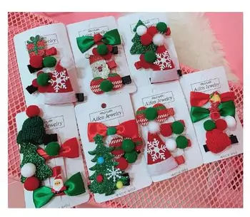 

HOT 40PCS/10set Cute Christmas Set Hair Clip Candy Santa Claus Hairpin Baby Girl Headdress Duckbill Clip Butterfly Hair Clip