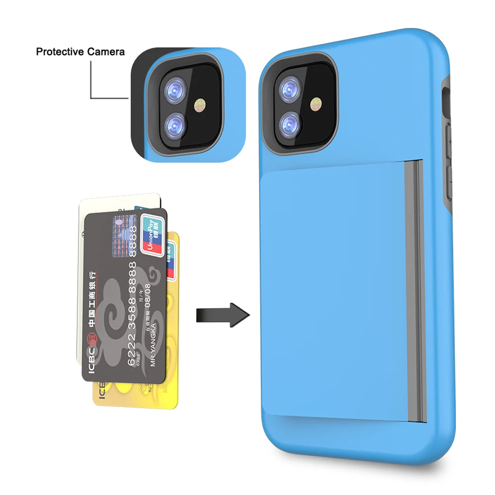Чехол для телефона для iPhone 11/11 Pro с двойным слоем ТПУ PC Гибридный чехол полностью оборудованный противоударный бампер с карточной камерой