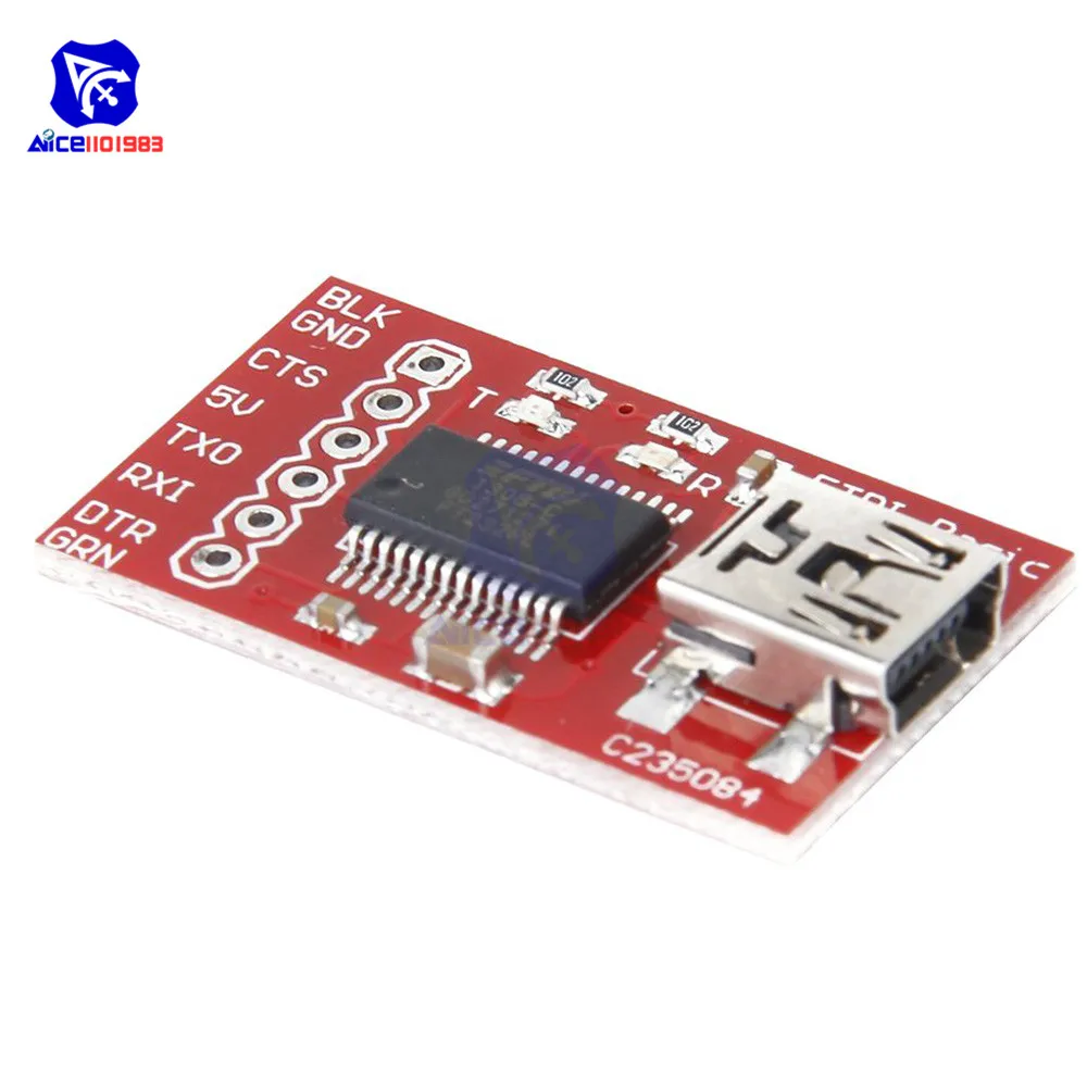 Diymore FT232RL FTDI USB 2,0 к ttl Серийный адаптер модуль макетная плата Mini USB интерфейс 3,3 В 5 В для Arduino с контактом