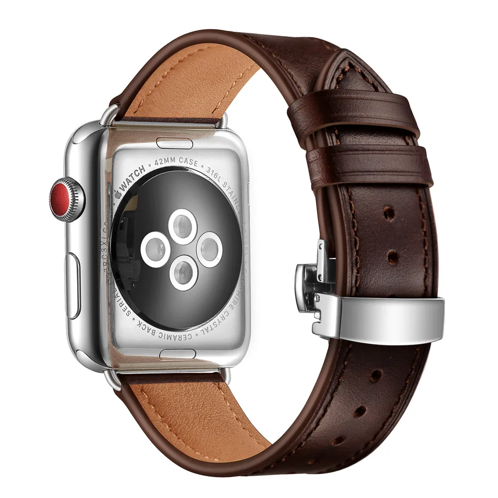 Кожаный браслет ремешок для Apple Watch 5 Band Series 5 4 3 2 1 масло воск кожаный ремешок для iWatch 40 мм 44 мм 38 мм 42 мм