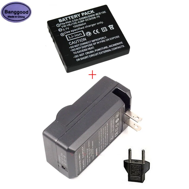 3 7 V 1000 мА/ч DMW-BCE10E CGA-S008E VW-VBJ10E DB-70 Камера Батарея + AC Зарядное устройство для