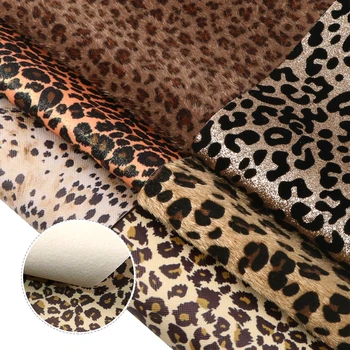 

20*34cm Velvet Leopard Series Printed Fine Glitter Faux Synthetic Leather Fabric for Bows DIY Handmade Materials Crafts,1Yc10769