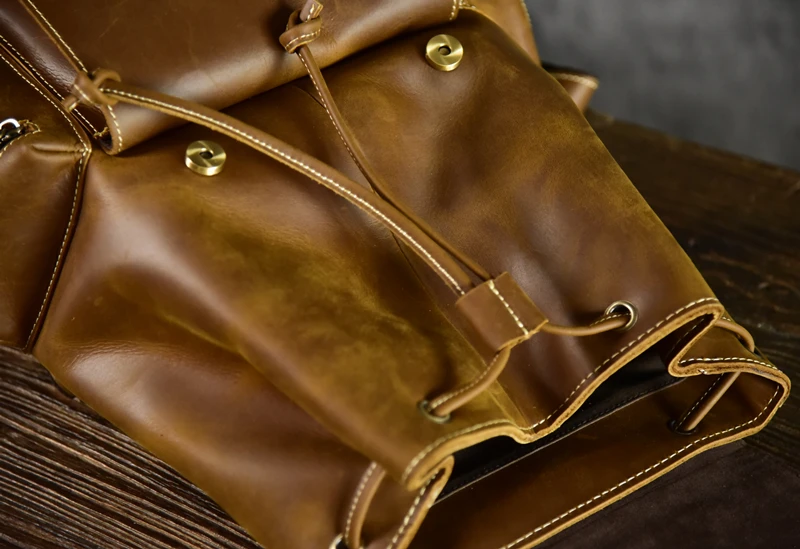 Брендовый мужской рюкзак из натуральной кожи Crazy Horse кожаный винтажный рюкзак ручной работы Классический рюкзак для ноутбука Рюкзак Tote Bolsa