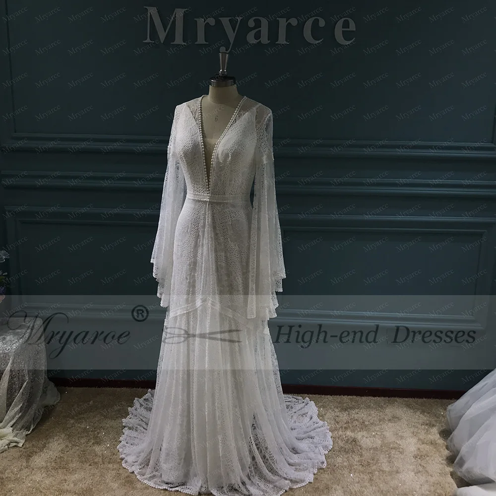 Mryarce Boho Wedding Dresses Bride Robe Slip Dress Keyhole Back Bohemian Bridal Gowns (2)