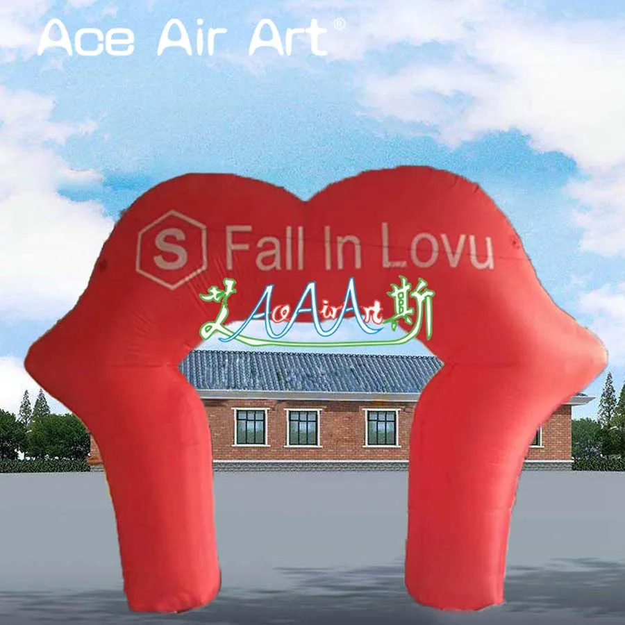 Red-oxford-fabric-inflatable-lip-shape-arch-Paris-lip-LOVE-arches-with-Fall-in-lovu-logo