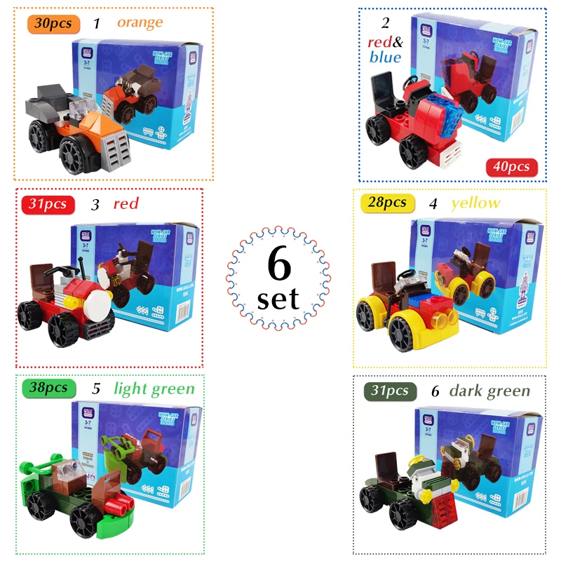 Детские блестящие блоки Duplo 89-198 шт. DIY игрушка в виде машины Конструктор из кирпича Детский развивающий строительный блок игрушка гоночный автомобиль подарок для мальчиков и девочек - Цвет: 6set (full set)