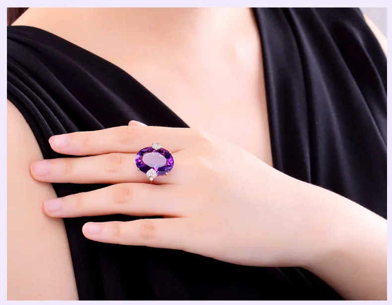 Серебро 925 пробы Фиолетовый Топаз Алмаз кольцо для женщин Anillo Изумрудный зеленый