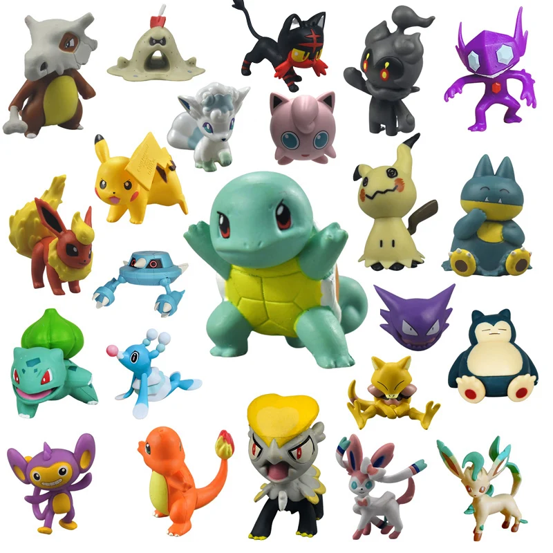 2 7cm Pokemon Action Figure Toys Mini Figures Model Toy Pikachu Charmander Bulbasaur Eevee