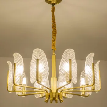 

Dressing room vintage Brass Chandelier candelabra lamp frosted glass Leaf lampshade E14 led fixture lighting home chandeliers