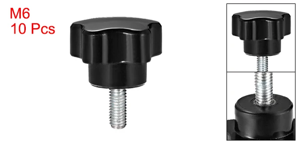 M6 x 15mm Uxcell 10 блоки из серии "Звездные войны", детские ручки M5/M6/M8 10/15/20/25/30/35/40/50/60 мм с наружной резьбой Сталь цинка серьги-гвоздики Замена Черная синтетическая - Цвет: M6 x 15mm