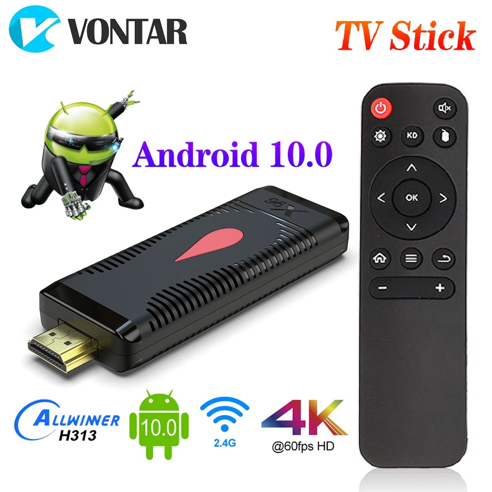 8G EU Plug 16G Rom 4K TV Box Dongle 1G Tamkyo Android 10.0 TV Stick Allwinner H313 Quad Core WiFi Media Player X96 S400 8 