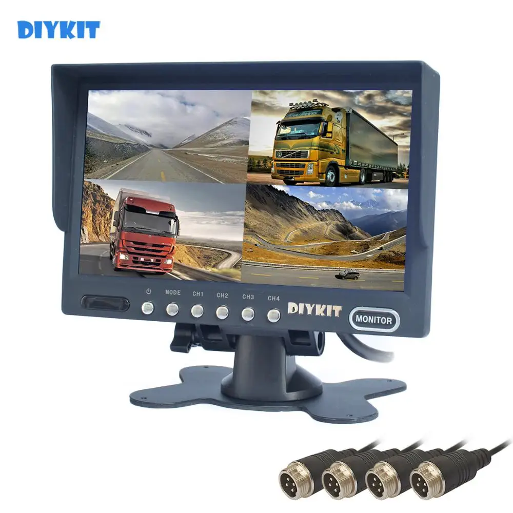 DIYKIT 4PIN DC12V-24V 7 &quot4 Сплит четырехъядерный ЖК-экран цветной монитор заднего вида для