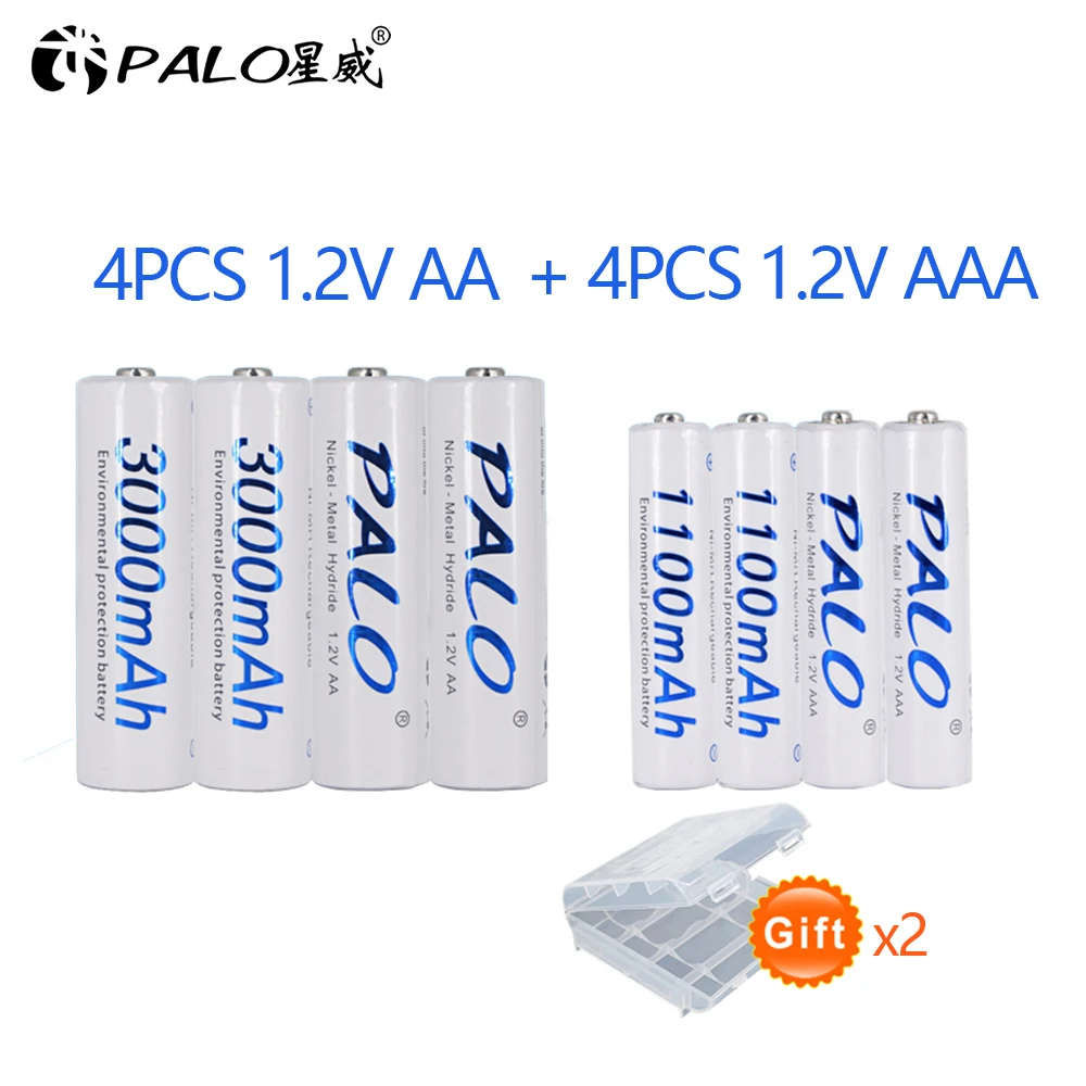 PALO NC07 USB быстрое зарядное устройство lcd умное зарядное устройство для AA AAA nimh nicd 1,2 v аккумуляторные батареи с 4 шт AA+ 4 шт AAA