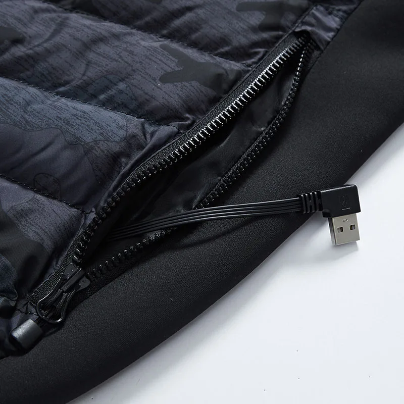 45℃ USB Электрический Теплый жилет с подогревом для мужчин и женщин Зимняя перезаряжаемая куртка с подогревом из ветронепроницаемого полиэстера
