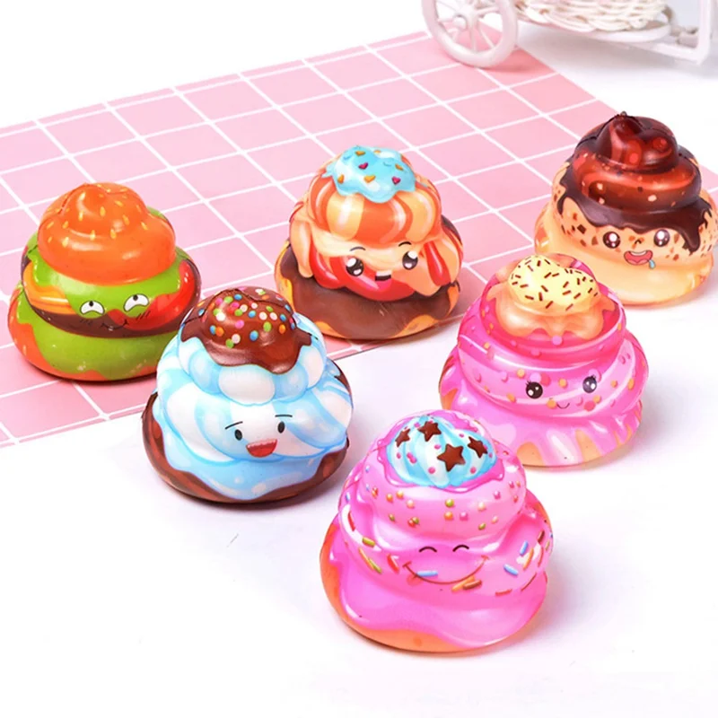 Kawaii антистресс милый PU медленно отскок крем торт красочный Poo медленно поднимающийся крем вентирование снятие стресса игрушки Poo торт крем игрушка