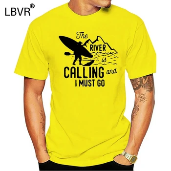 

River Is Calling Mens Funny T-Shirt Canoeing Canoe Kayak Kayaking Boat Top 2020 Fashion Brand Men Tops Street Wear T-Shirt