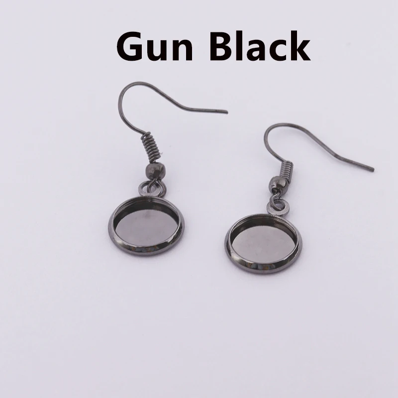 Gun Black 10 шт. 10-25 мм Лоток ободок кабошон серьга крюк пустой установки Круглый Кулон Уха база результаты для DIY Стекло Драгоценности камеи решений - Цвет: Gun Black