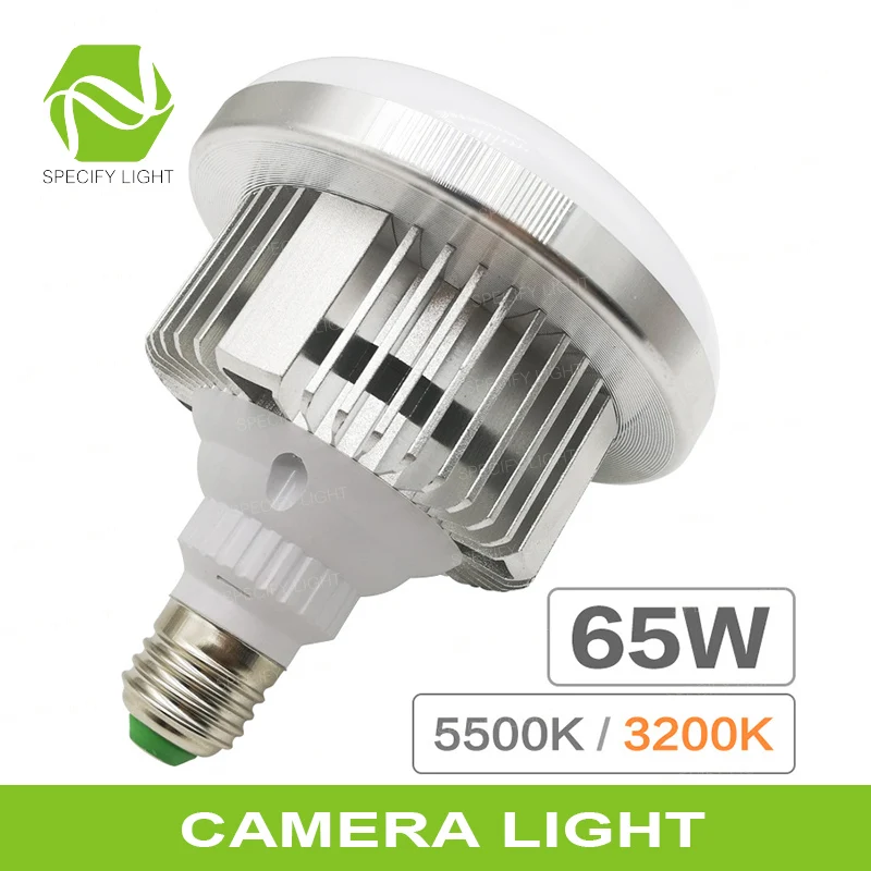 

65W 5500K 3200K 220V LED Photo Lighting Studio Video Daylight Lamp E27 Bulb for Photographic Studio Softbox Strobe light Energy