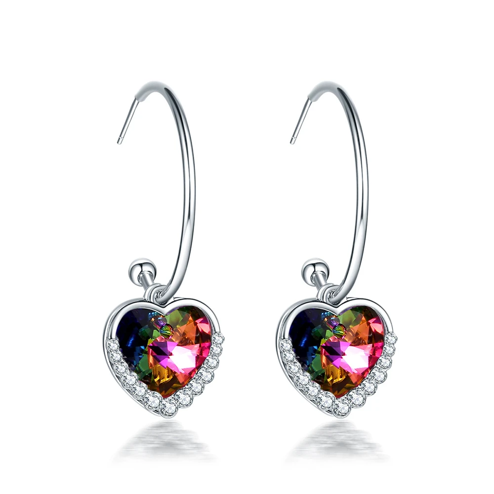 Новые кристаллы от Swarovski висячие серьги модное сердечко серебряного цвета форма украшения для пирсинга серьги для женщин ювелирные украшения в подарок любимой - Окраска металла: Crystal VM