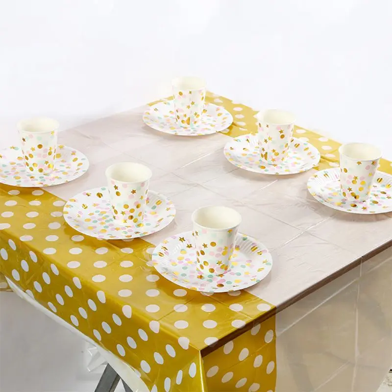 

34 pcs HOT STAMPING dot style Disposable Dinnerware Set Service for 8 Guest Holiday Christmas party X4YD