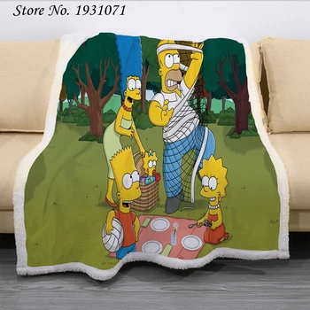 

Cartoon The Simpsons 3D Printed Fleece Blanket for Beds Thick Quilt Fashion Bedspread Sherpa Throw Blanket Adults Kids 08