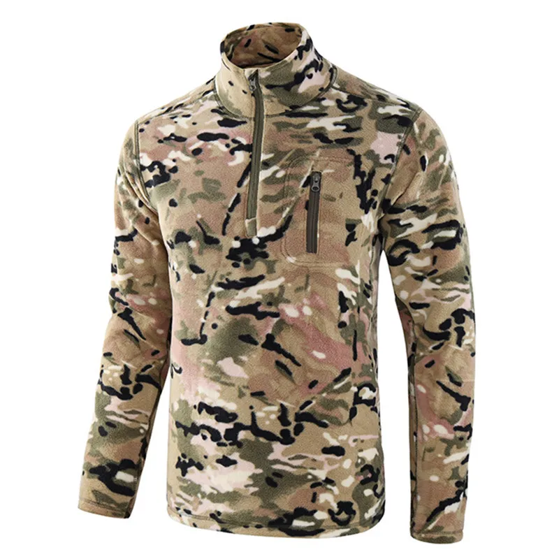 Men's Thermal Fleece Tactical Jacket Autumn Winter Outdoor Sports Hiking Camping Soft Polar Soft Coats Pullover Training Jackets