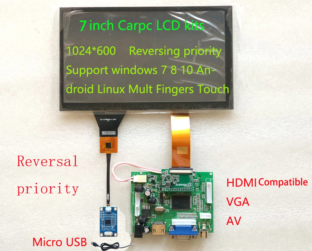 7 дюймов ЖК-дисплей Carpc DIY Kit HDMI совместимых 1024*600 HSD070IFW1 вспять приоритет мульт