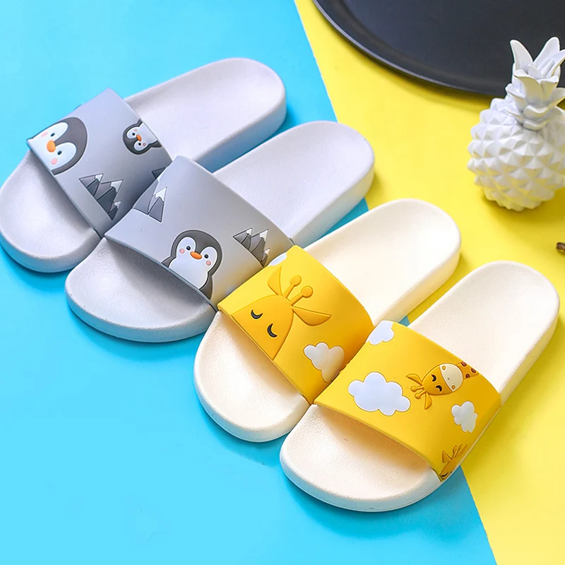 Sandalias deslizantes para hombre y Mujer, chanclas de dibujos animados, jirafa, oveja, niño, parejas, para playa