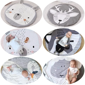 

90CM Creative Baby Play Mat Rabbit Fox Lion Koala Elk Panda Joyous Swan Unicorn 10 Animal Playmat Carpet Newborn Infant Crawling