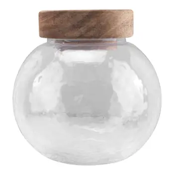 

1pc Japanese Wooden Cover Glass Jar Grain Container Sealed Container Japanese Style Wooden Lid Glass Sealed Jar Tea Jar (200ml)