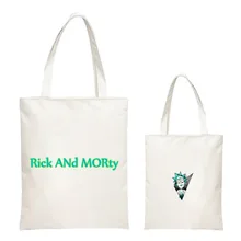 Мультфильм Аниме Рик Мода Морти аниме холщовые женские сумки через плечо мягкие сумки многоразовые хозяйственная сумка повседневная сумка с карманом на молнии