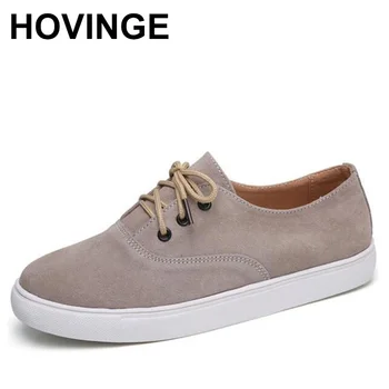 

HOVINGE New women light flat Oxfords for women shoes cow leather genuine comfort walking shoes woman white nurse shoes