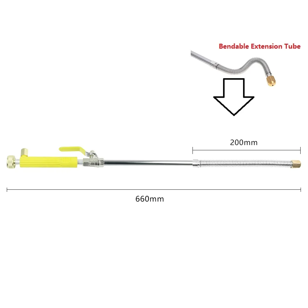 Автомобильный водяной пистолет высокого давления, Омыватель струи воды 46,5/66 см, садовая мойка, шланг, насадка, распылитель, поливочный Спринклерный инструмент - Цвет: Yellow add Tube