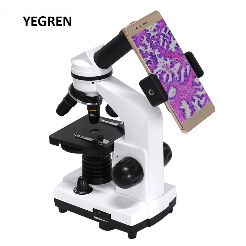 

Professional Biological Microscope Compound LED Monocular Student Microscope Biological Exploration Smartphone Adapter 40X-1600X
