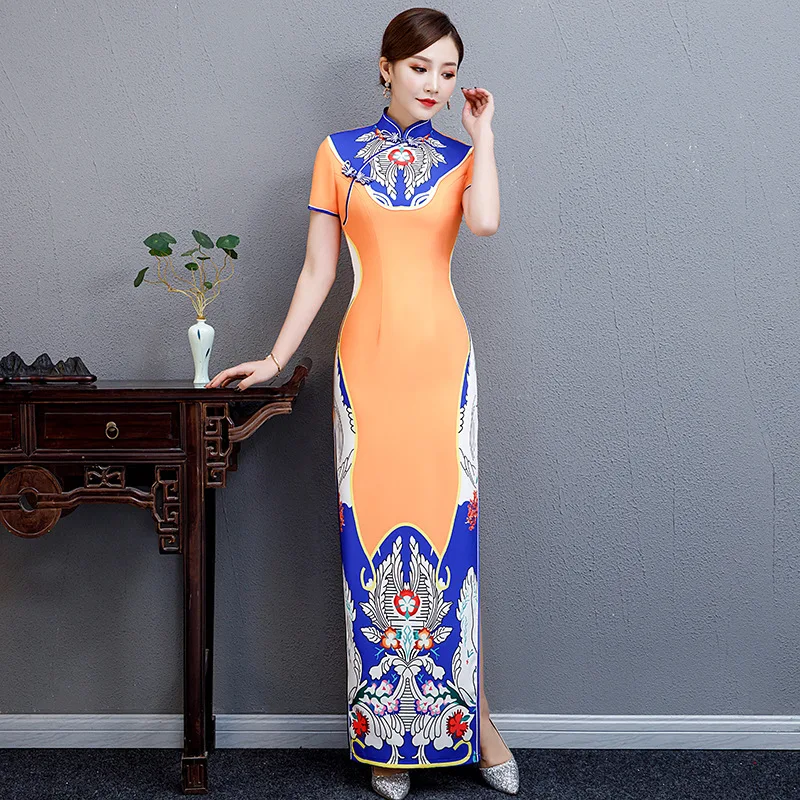 Современные Cheongsam для женщин длинные Qipao китайское платье Вечерние в винтажном стиле Ao Dai элегантное платье Улучшение Qi Pao Vestido