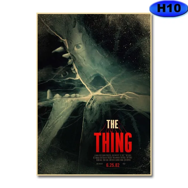 Retro Kraft Paper Movie Posters Classic Horror Movie The Thing Poster Home Decor Living Room Bar Cafe Art Painting Wall Sticker H10