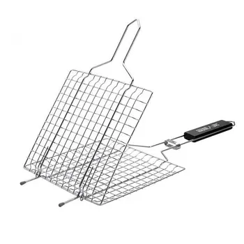 

Portable BBQ Tool Grilled Fish Caught Net Stainless Steel Clamp Barbecue Frame Racquet Subnet Clip Nonstick Baking