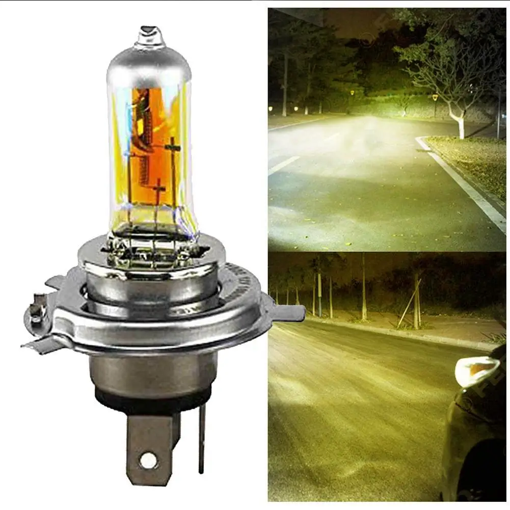DC 12V 60/55W P43T галогенная лампа 2300k золотисто-желтый кварц 60w стеклянный луч h4 низкая Автомобильная фара 55w галогенная Высокая Q4J5