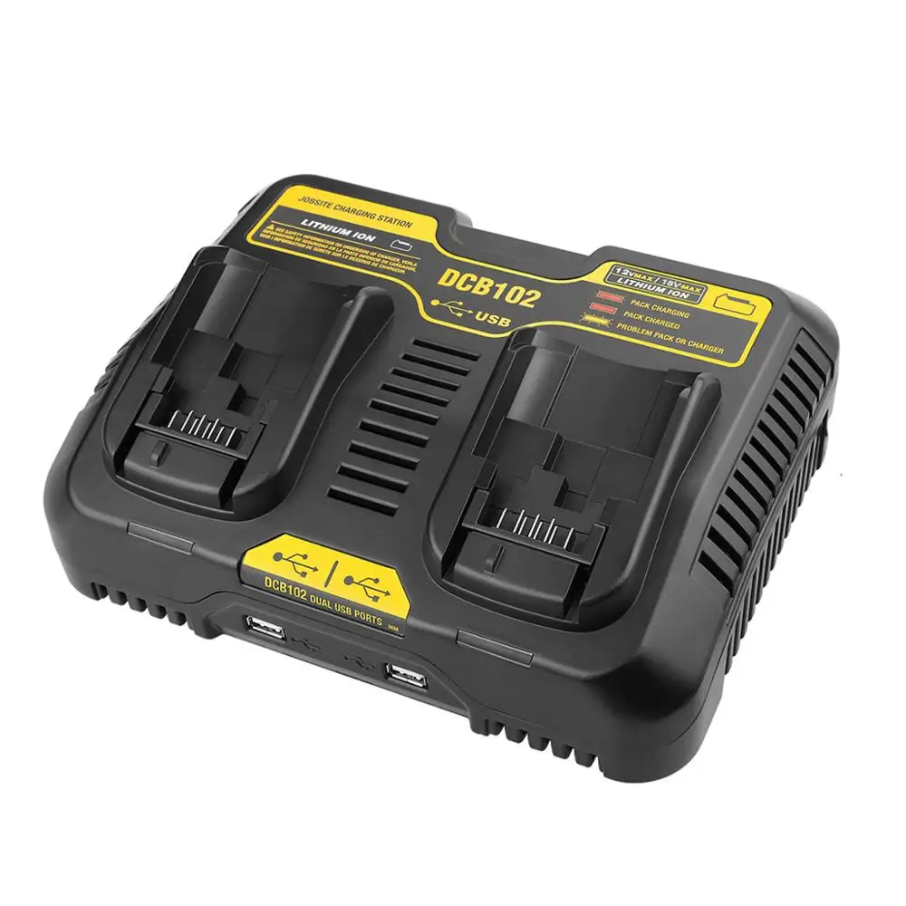 Литий-ионное зарядное устройство 4.5A Max для Dewalt 10,8 V 12V 14,4 V 18V 20V DCB105 DCB101 DCB102 DCB112 DCB205 с двойным usb-портом