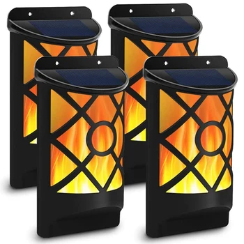 

4 PC Solar Flame Lights Outdoor, Waterproof Flickering Flame Solar Lights Wall Mounted Night Lights