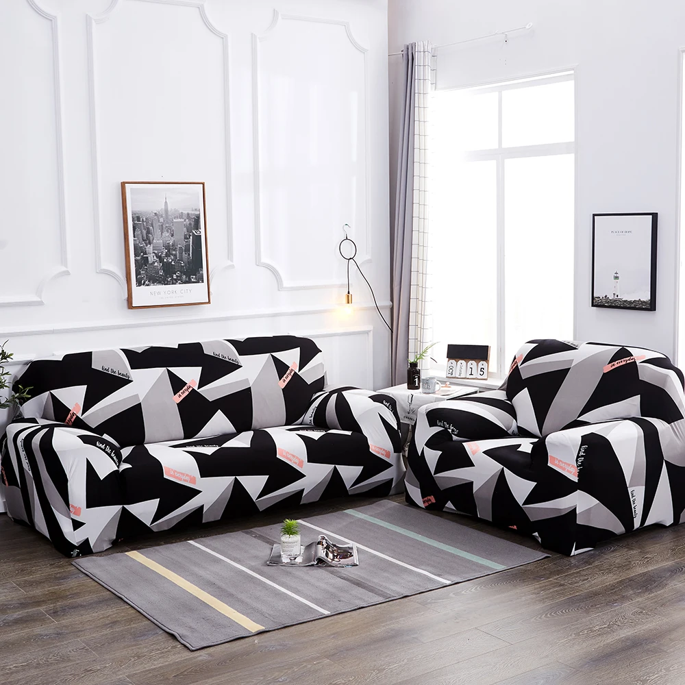 

Stretch Slipcovers Sectional Elastic Sofa Cover Printed L shape Armchair Cover for 1/2/3/4seater Living Room Couch Cover