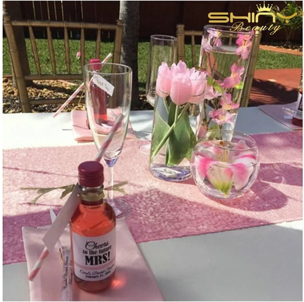 14x120-Inch Table Runner Shiny Pink Table Runners for Dining Tables Wedding Decoration-M1014