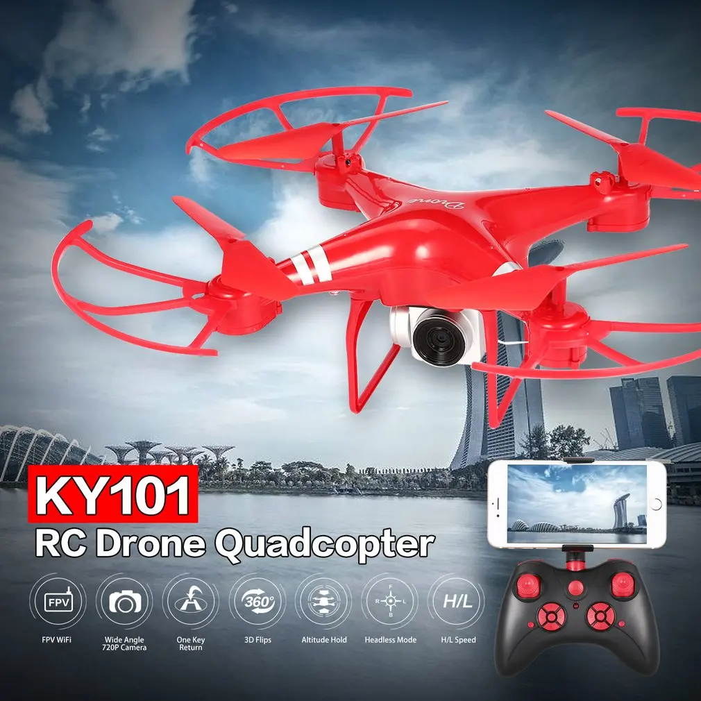 KY101 WiFi FPV широкоугольный 720/1080P камера селфи RC Дрон режим удержания высоты Безголовый 3D переворачивает один ключ возврат Квадрокоптер лучше