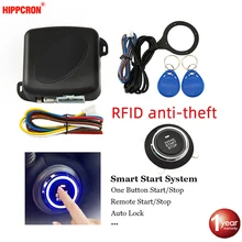 Hippcron voiture alarme démarrage bouton d'arrêt moteur RFID système d'entrée sans clé bouton poussoir démarreur à distance arrêt automatique