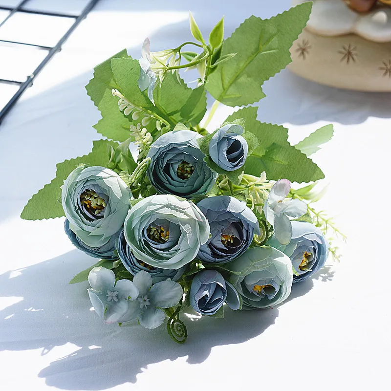 30 см Artificial10 голова Весенняя чайная роза домашний DIY декоративный искусственный цветок Свадебная Невеста Холдинг ряд цветов Материал Рождественский Декор