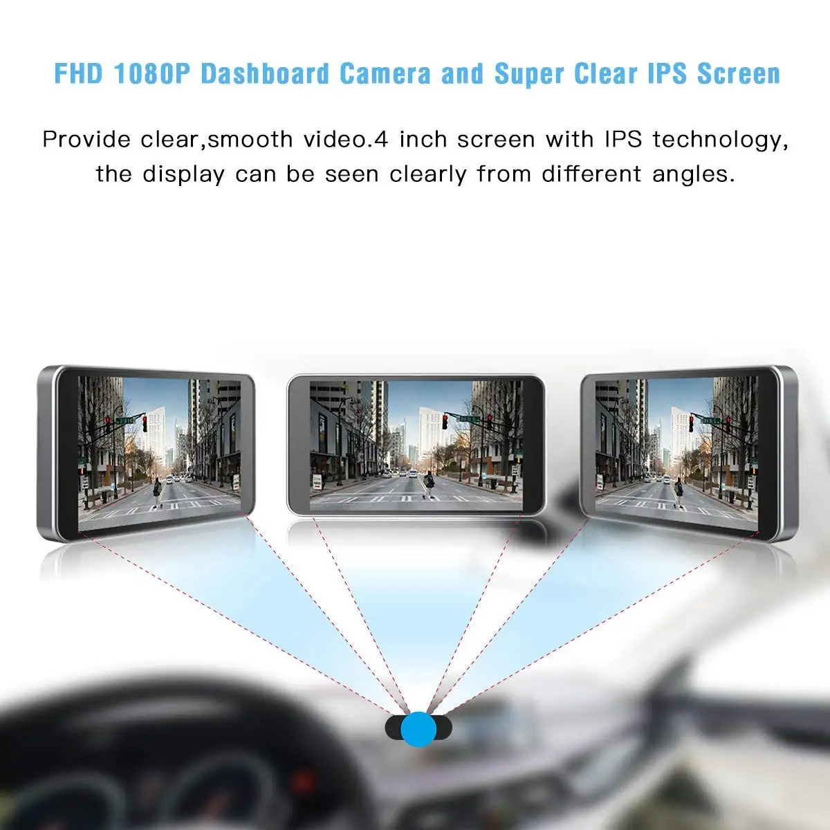 4 Inch Dual Lens Car Camera High Resolution 2.5D Double Lens Front And Back Double Recording Traffic Recorder For Car Vehicle