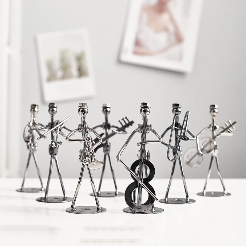 Metal Band Man Ornaments vintage Home decorative antique home office desktop Iron figurines decor Accessories Christmas Gift
