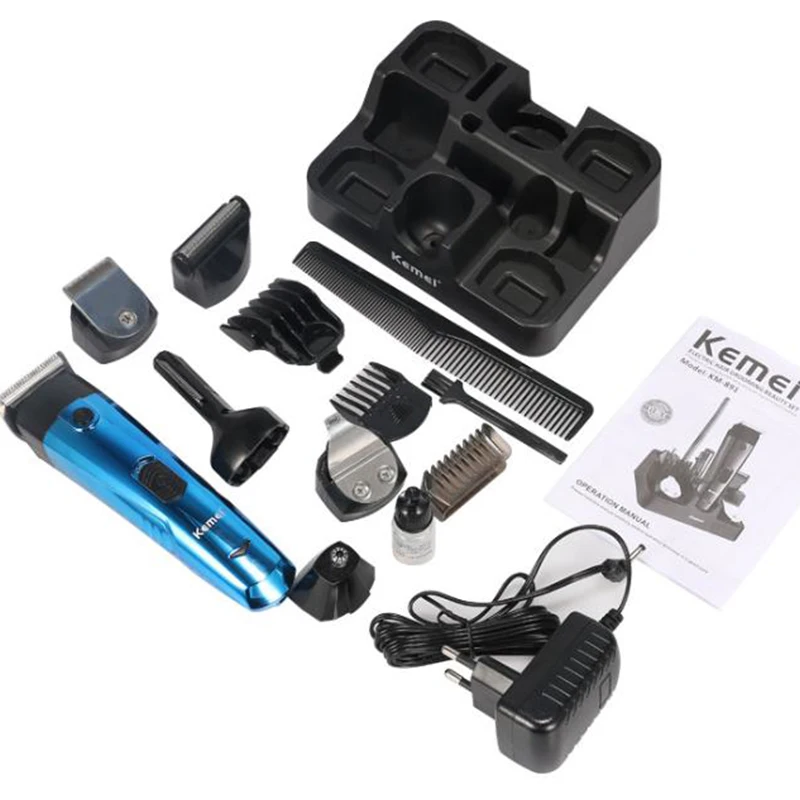 Kemei-891  Multifunctional 6-In-1 Electric Nose Hair Trimmer Rechargeable Shaver Clipper Shaving Scraping Cordless Hair Clipper