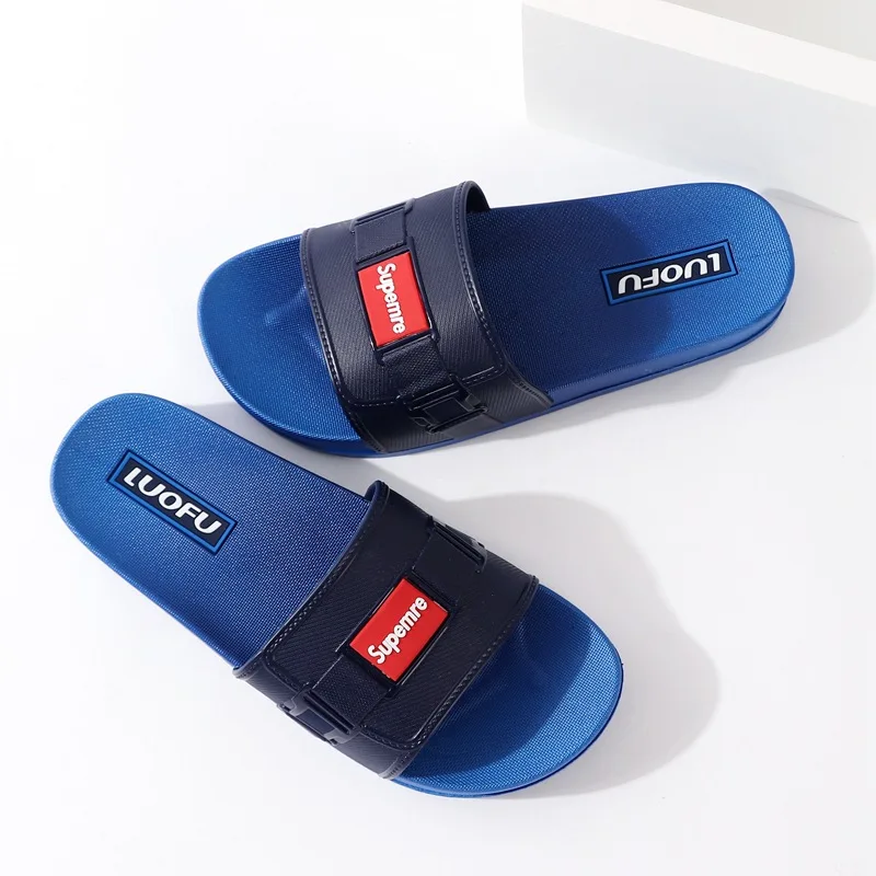 

2019 Summer Home Home Anti-slip Korean-style Men Indoor Anti-slip New Style Bath Thick Bottomed Peep-Toe Single-strap Slipper Fa