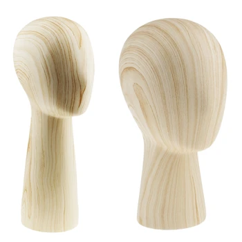 

2 Pieces Wood Pattern Fiberglass Baseball Caps Helmet Headband Hair Band Display Holder Wigs Making Dryer Stand Rack